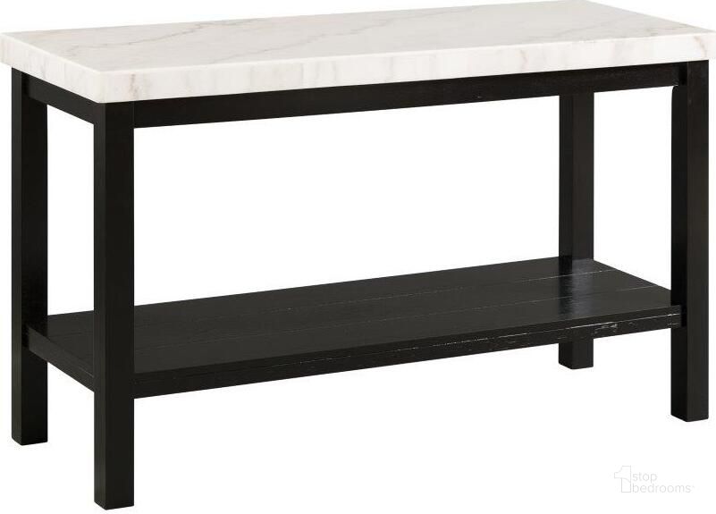 The appearance of Evie White Marble Rectangular Sofa Table designed by Picket House in the modern / contemporary interior design. This white and black piece of furniture  was selected by 1StopBedrooms from Evie Collection to add a touch of cosiness and style into your home. Sku: CML100STE. Material: Wood. Product Type: Sofa Table. Image1