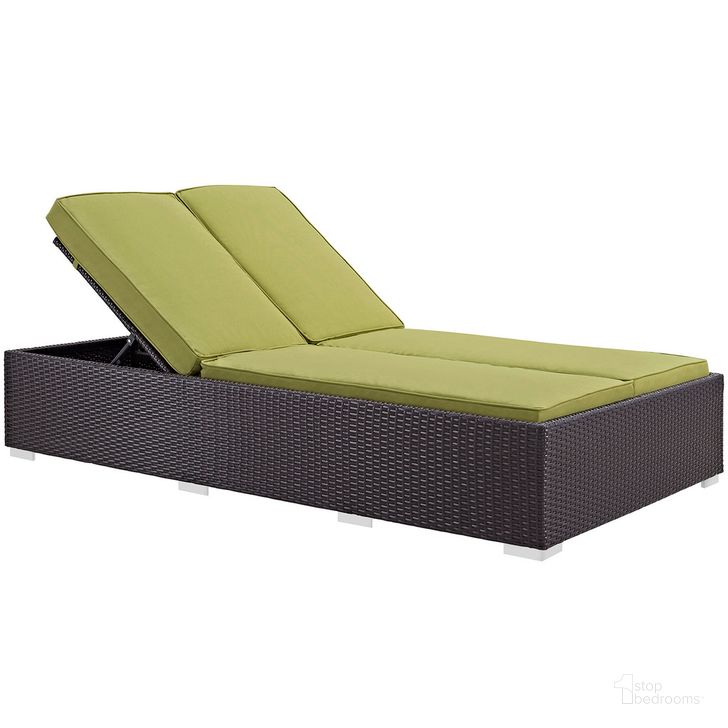 The appearance of Evince Double Outdoor Patio Chaise In Espresso Peridot designed by Modway in the  interior design. This espresso peridot piece of furniture  was selected by 1StopBedrooms from Evince Collection to add a touch of cosiness and style into your home. Sku: EEI-787-EXP-PER. Material: Rattan. Product Type: Outdoor Chaise Lounge. Image1