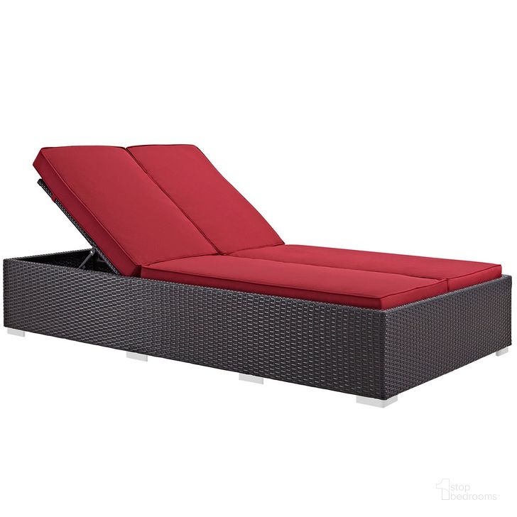 The appearance of Evince Double Outdoor Patio Chaise In Espresso Red designed by Modway in the  interior design. This espresso red piece of furniture  was selected by 1StopBedrooms from Evince Collection to add a touch of cosiness and style into your home. Sku: EEI-787-EXP-RED. Material: Rattan. Product Type: Outdoor Chaise Lounge. Image1