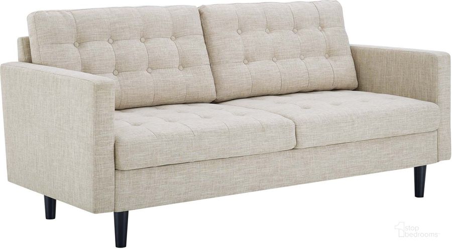 The appearance of Exalt Tufted Fabric Sofa EEI-4445-BEI designed by Modway in the modern / contemporary interior design. This beige piece of furniture  was selected by 1StopBedrooms from Exalt Collection to add a touch of cosiness and style into your home. Sku: EEI-4445-BEI. Material: Wood. Product Type: Sofa. Image1