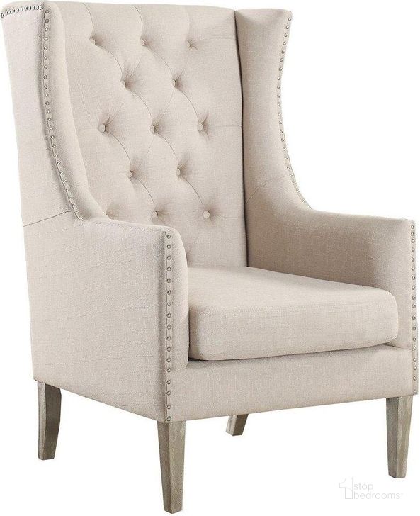 The appearance of Executive Polyester Fabric Upholstered Accent Arm Chair In Natural designed by Best Master Furniture in the transitional interior design. This natural piece of furniture  was selected by 1StopBedrooms from Executive Collection to add a touch of cosiness and style into your home. Sku: LC03N. Material: Fabric. Product Type: Accent Chair. Image1