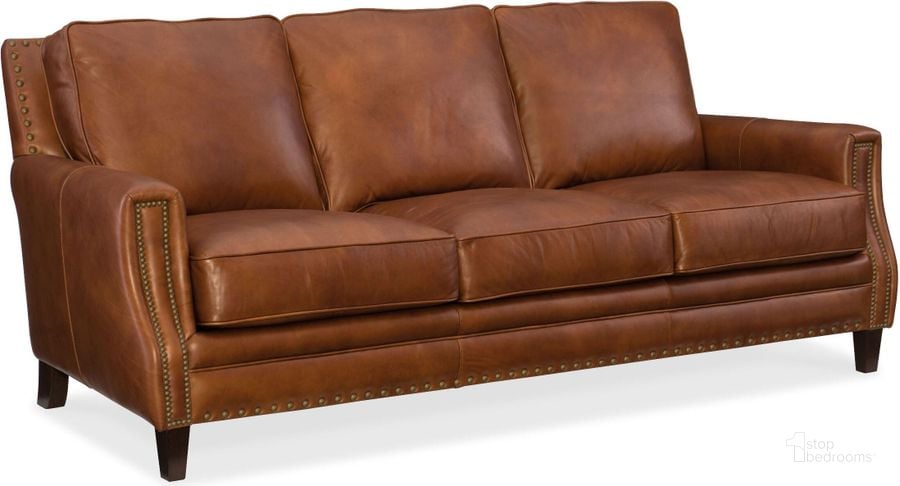 The appearance of Exton Old English Saddle Leather Sofa designed by Hooker in the traditional interior design. This brown piece of furniture  was selected by 1StopBedrooms from Exton Collection to add a touch of cosiness and style into your home. Sku: SS387-03-087. Material: Leather. Product Type: Sofa. Image1