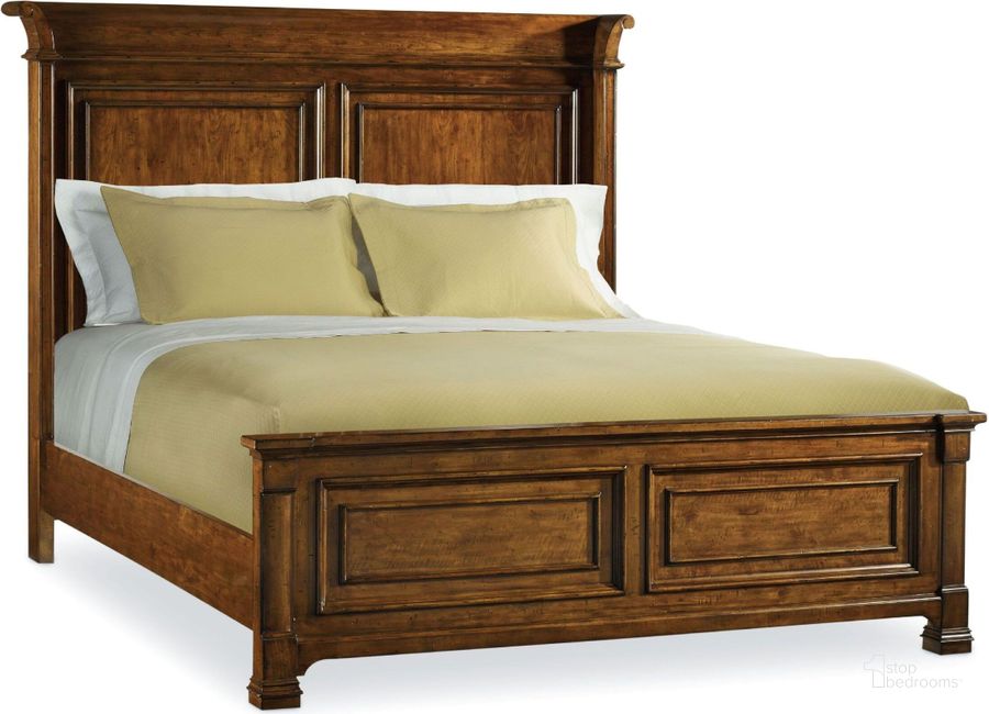 The appearance of Tynecastle Brown Cal. King Panel Bed designed by Hooker in the traditional interior design. This brown piece of furniture  was selected by 1StopBedrooms from Tynecastle Collection to add a touch of cosiness and style into your home. Sku: 5323-90263;5323-90267;5323-90268. Bed Type: Panel Bed. Material: Wood. Product Type: Panel Bed. Bed Size: California King. Image1