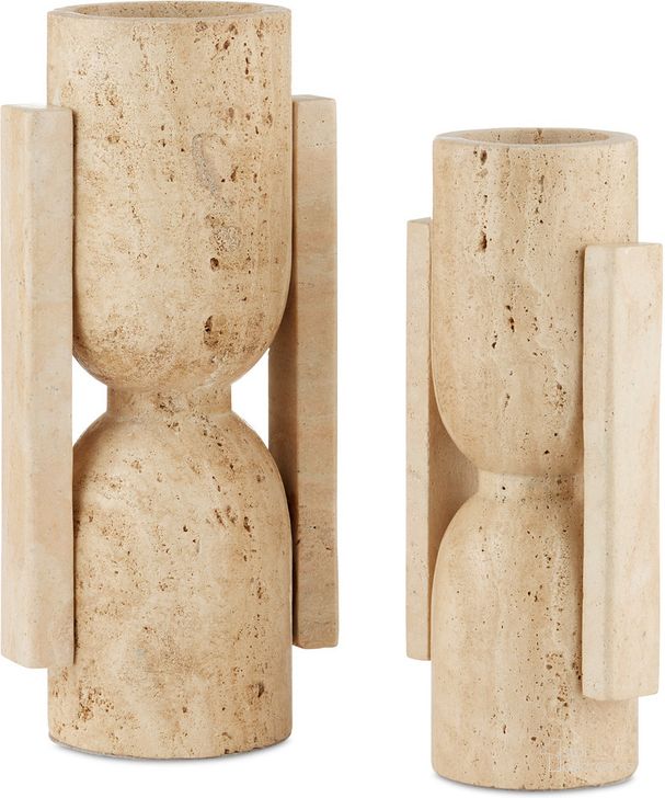 The appearance of Face To Face Stone Vase Set of 2 In Natural designed by Currey & Company in the modern / contemporary interior design. This natural piece of furniture  was selected by 1StopBedrooms from Face Collection to add a touch of cosiness and style into your home. Sku: 1200-0815. Material: Stone. Product Type: Vase. Image1