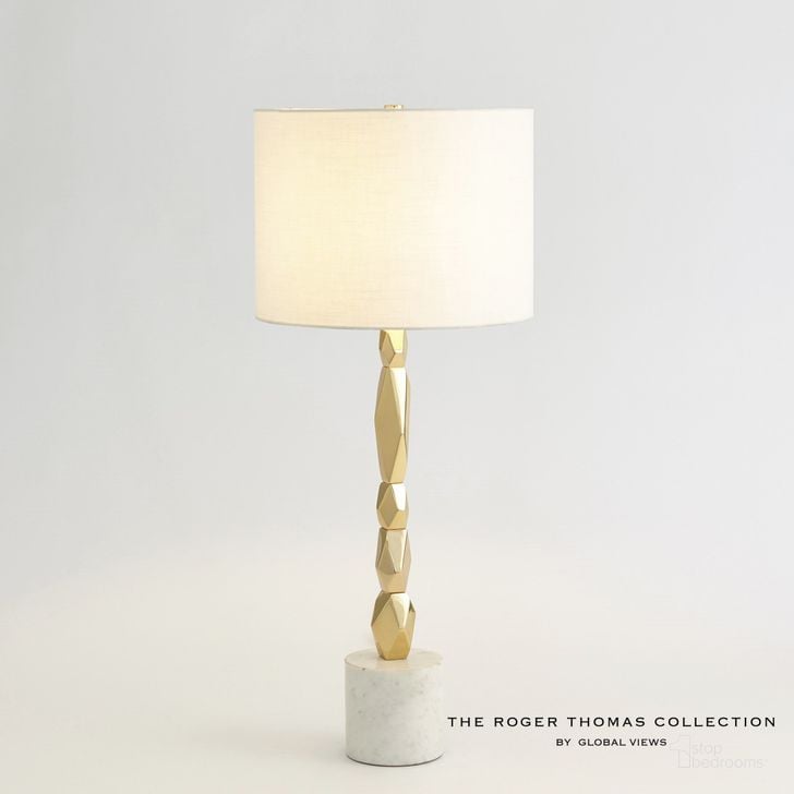 The appearance of Facet Block Short Table Lamp In Brass designed by Global Views in the modern / contemporary interior design. This gold piece of furniture  was selected by 1StopBedrooms from Facet Collection to add a touch of cosiness and style into your home. Sku: RT9.90022. Product Type: Table Lamp. Material: Brass. Image1