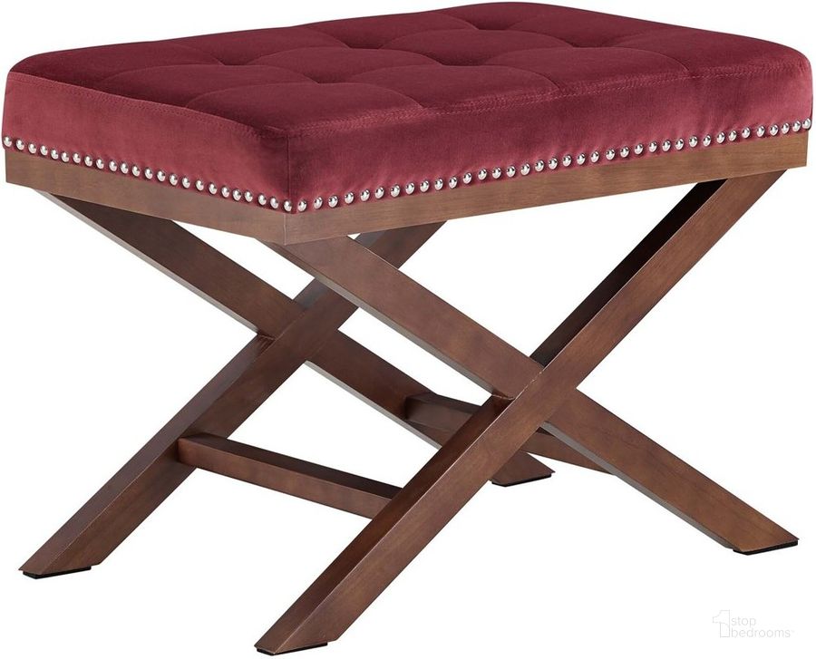 The appearance of Facet Velvet Bench In Maroon designed by Modway in the modern / contemporary interior design. This maroon piece of furniture  was selected by 1StopBedrooms from Facet Collection to add a touch of cosiness and style into your home. Sku: EEI-2571-MAR. Product Type: Bench. Material: Foam. Image1