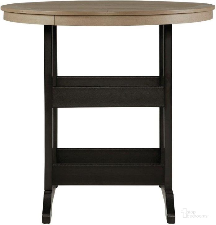The appearance of Fairen Trail Black/Driftwood Round Bar Table w/UMB OPT designed by Signature Design by Ashley in the modern / contemporary interior design. This black/driftwood piece of furniture  was selected by 1StopBedrooms from Fairen Trail Collection to add a touch of cosiness and style into your home. Sku: P211-613. Product Type: Outdoor Table. Image1