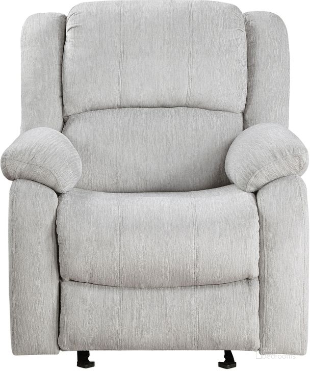 The appearance of Fairview Glider Reclining Chair In Gray designed by Homelegance in the transitional interior design. This gray piece of furniture  was selected by 1StopBedrooms from Fairview Collection to add a touch of cosiness and style into your home. Sku: 8526CN-1GD. Product Type: Reclining Chair. Material: Chenille. Image1