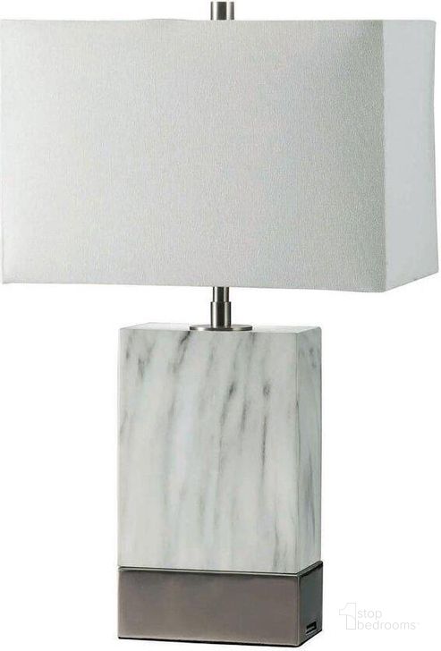 The appearance of Faith 20 Inch Height White Marble Steel Table Lamp In White And Silver designed by Furniture of America in the modern / contemporary interior design. This white and silver piece of furniture  was selected by 1StopBedrooms from Faith Collection to add a touch of cosiness and style into your home. Sku: L731197-SV. Material: Metal. Product Type: Table Lamp.