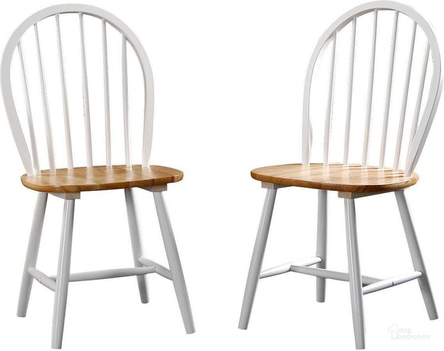 The appearance of Farmhouse Dining Chair Set of 2 In White And Natural designed by Boraam Industries in the country / farmhouse interior design. This white and natural piece of furniture  was selected by 1StopBedrooms from Farmhouse Collection to add a touch of cosiness and style into your home. Sku: 31316. Product Type: Dining Chair. Material: Rubberwood. Image1