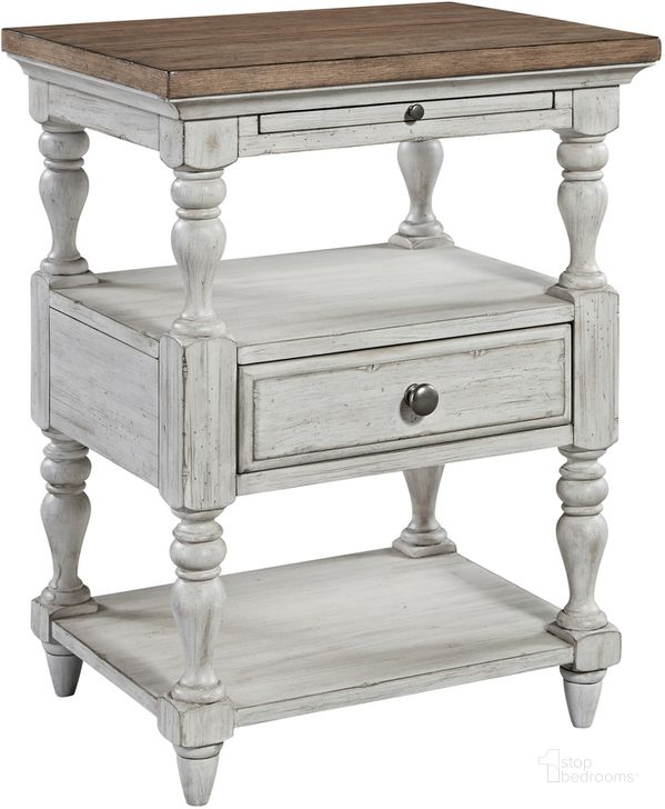 The appearance of Farmhouse Reimagined Antique White 1 Drawer Nightstand designed by Liberty in the traditional interior design. This cream piece of furniture  was selected by 1StopBedrooms from Farmhouse Reimagined Collection to add a touch of cosiness and style into your home. Sku: 652-BR62. Material: Wood. Product Type: Nightstand. Image1