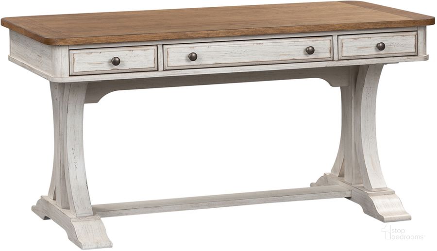 The appearance of Farmhouse Reimagined Antique White Writing Desk designed by Liberty in the country / farmhouse interior design. This brown piece of furniture  was selected by 1StopBedrooms from Farmhouse Reimagined Collection to add a touch of cosiness and style into your home. Sku: 652-HO107. Material: Wood. Product Type: Writing Desk. Image1