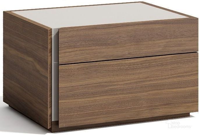 The appearance of Faro Walnut Left Nightstand designed by J&M in the modern / contemporary interior design. This brown piece of furniture  was selected by 1StopBedrooms from Faro Collection to add a touch of cosiness and style into your home. Sku: 17862-NSL. Material: Wood. Product Type: Nightstand. Image1