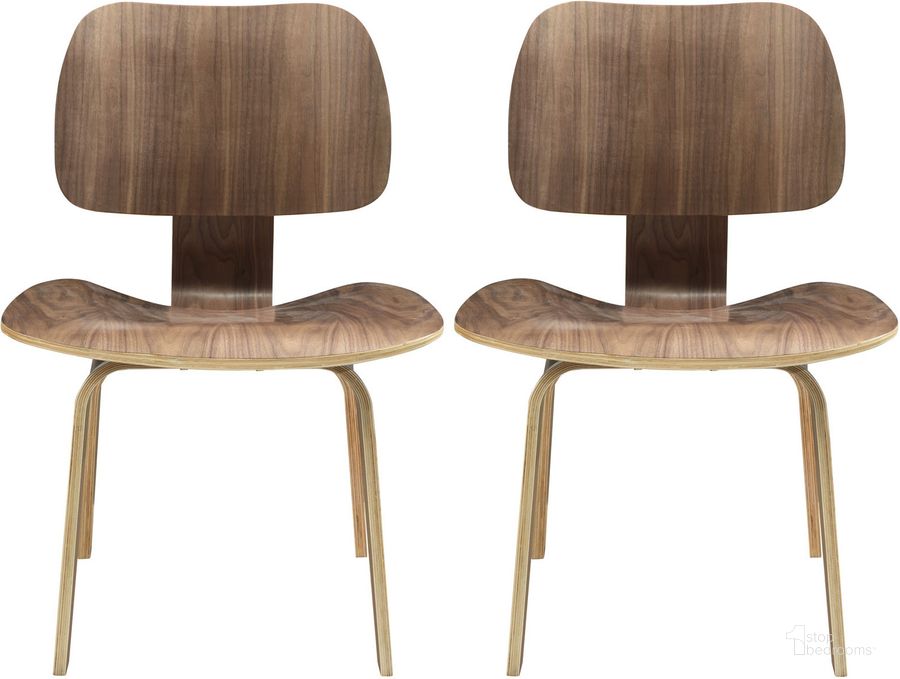 The appearance of Fathom Walnut Dining Chairs Set of 2 EEI-870-WAL designed by Modway in the modern / contemporary interior design. This walnut piece of furniture  was selected by 1StopBedrooms from Fathom Collection to add a touch of cosiness and style into your home. Sku: EEI-870-WAL. Product Type: Dining Chair. Material: Plywood. Image1