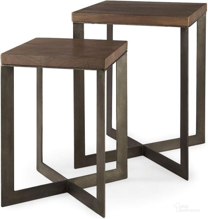 The appearance of Faye Medium Brown Wood With Metal Base Accent Tables Set of 2 designed by Mercana in the modern / contemporary interior design. This brown and grey piece of furniture  was selected by 1StopBedrooms from Faye Collection to add a touch of cosiness and style into your home. Sku: 69178. Material: Wood. Product Type: Accent Table. Image1