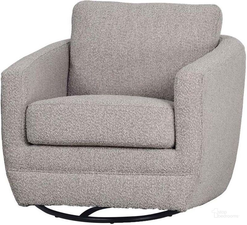 The appearance of Feather Baltimo Swivel Glider In Boucle Grey designed by LH Imports in the modern / contemporary interior design. This grey piece of furniture  was selected by 1StopBedrooms from Feather Collection to add a touch of cosiness and style into your home. Sku: FTH014S-A. Material: Polyester. Product Type: Swivel Chair. Image1