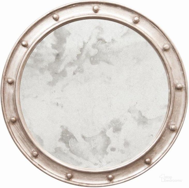 The appearance of Federal Champagne Silver Leaf Round Antique Mirror designed by Worlds Away in the transitional interior design. This silver piece of furniture  was selected by 1StopBedrooms from Federal Collection to add a touch of cosiness and style into your home. Sku: FEDERAL S. Material: Wood. Product Type: Mirror.