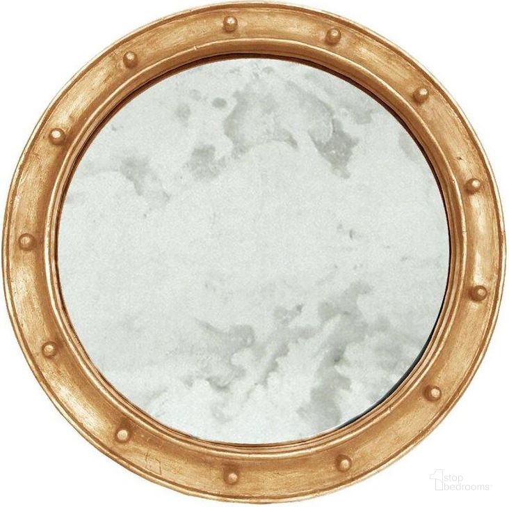 The appearance of Federal Gold Leaf Round Antique Mirror designed by Worlds Away in the transitional interior design. This gold piece of furniture  was selected by 1StopBedrooms from Federal Collection to add a touch of cosiness and style into your home. Sku: FEDERAL G. Material: Wood. Product Type: Mirror.