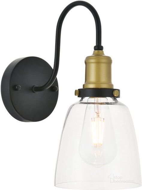 The appearance of Felicity 1 Light Brass And Black Wall Sconce designed by Elegant Lighting in the transitional interior design. This brass piece of furniture  was selected by 1StopBedrooms from Felicity Collection to add a touch of cosiness and style into your home. Sku: LD4013W6BRB. Material: Metal. Product Type: Wall Sconce. Image1