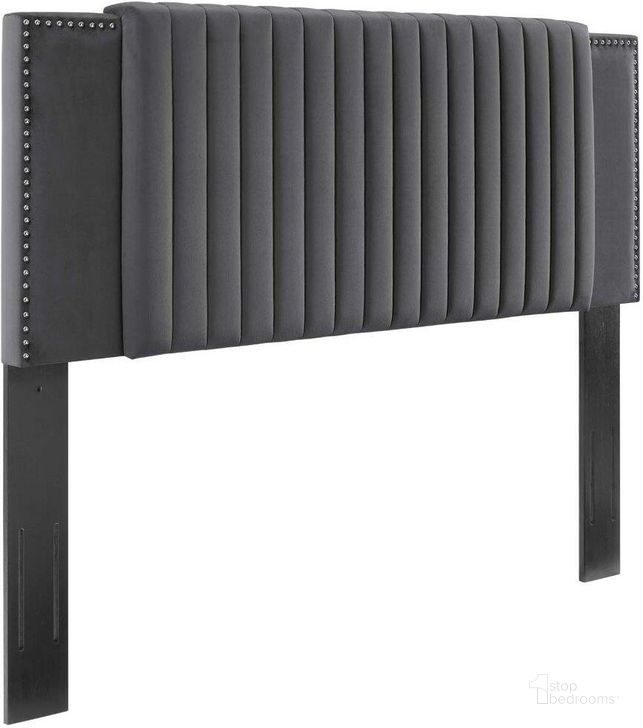 The appearance of Felicity Charcoal Channel Tufted Performance Velvet Full/Queen Headboard designed by Modway in the modern / contemporary interior design. This charcoal piece of furniture  was selected by 1StopBedrooms from Felicity Collection to add a touch of cosiness and style into your home. Sku: MOD-6662-CHA. Product Type: Headboard. Bed Size: Queen. Material: Plywood. Image1