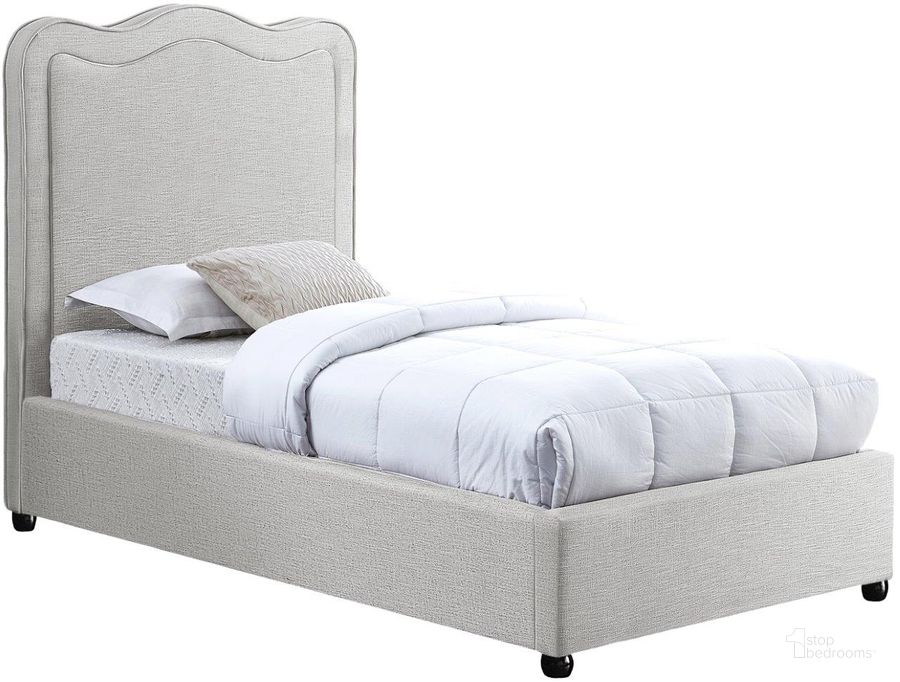 The appearance of Felix Linen Textured Fabric Twin Bed In Cream designed by Meridian in the transitional interior design. This cream piece of furniture  was selected by 1StopBedrooms from Felix Collection to add a touch of cosiness and style into your home. Sku: FelixCream-T-1;FelixCream-T-2. Material: Wood. Product Type: Bed. Bed Size: Twin. Image1