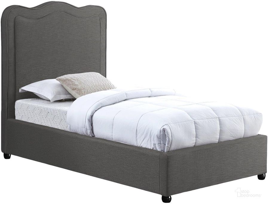 The appearance of Felix Linen Textured Fabric Twin Bed In Grey designed by Meridian in the transitional interior design. This grey piece of furniture  was selected by 1StopBedrooms from Felix Collection to add a touch of cosiness and style into your home. Sku: FelixGrey-T-1;FelixGrey-T-2. Material: Wood. Product Type: Bed. Bed Size: Twin. Image1