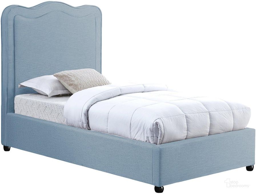 The appearance of Felix Linen Textured Fabric Twin Bed In Sky Blue designed by Meridian in the transitional interior design. This sky blue piece of furniture  was selected by 1StopBedrooms from Felix Collection to add a touch of cosiness and style into your home. Sku: FelixSkyBlu-T-1;FelixSkyBlu-T-2. Material: Wood. Product Type: Bed. Bed Size: Twin. Image1