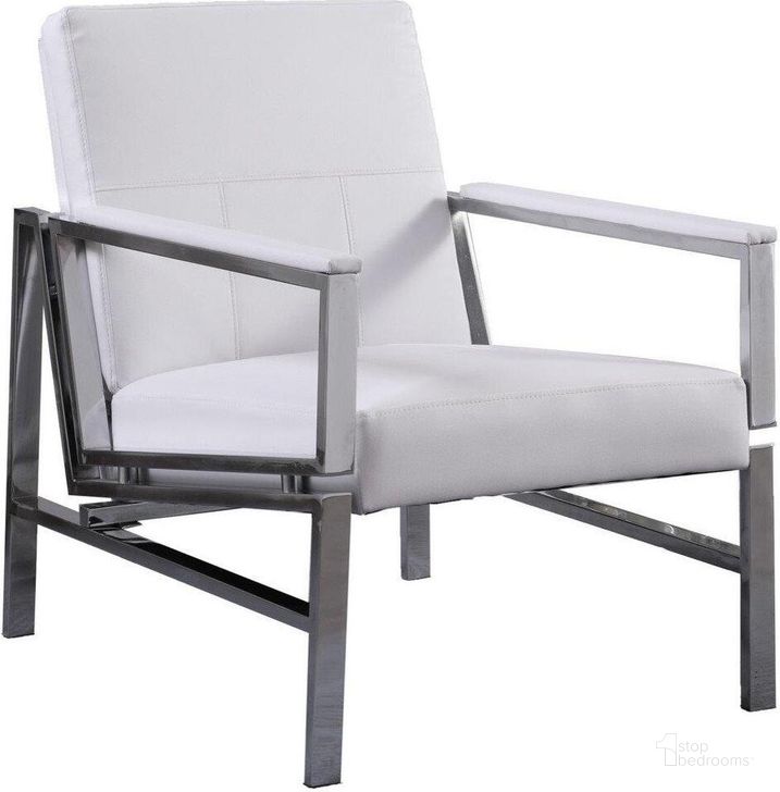 The appearance of Fifth Avenue Faux Leather And Stainless Steel Accent Chair In White designed by Best Master Furniture in the modern / contemporary interior design. This white piece of furniture  was selected by 1StopBedrooms from Fifth Avenue Collection to add a touch of cosiness and style into your home. Sku: HL2937W. Material: Faux Leather. Product Type: Accent Chair. Image1