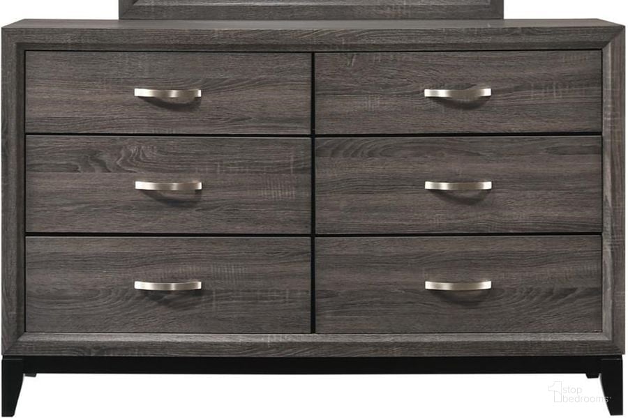 The appearance of Crown Mark Akerson 6 Drawer Dresser in Grey designed by Crown Mark in the modern / contemporary interior design. This gray piece of furniture  was selected by 1StopBedrooms from Akerson Collection to add a touch of cosiness and style into your home. Sku: B4620-1. Material: Metal. Product Type: Dresser. Image1