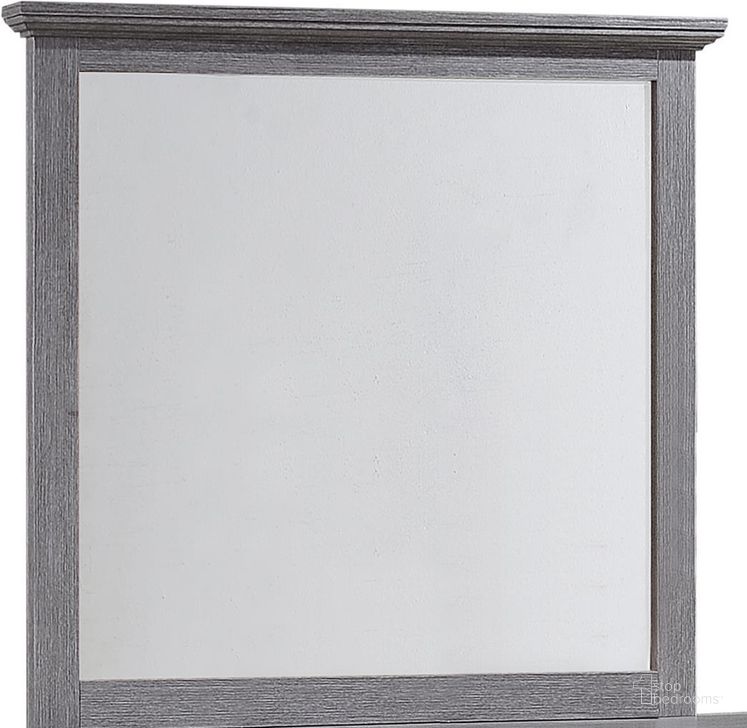 The appearance of Crown Mark Sarter Mirror in Weathered Gray designed by Crown Mark in the transitional interior design. This gray piece of furniture  was selected by 1StopBedrooms from Sarter Collection to add a touch of cosiness and style into your home. Sku: B4760-11. Material: Glass. Product Type: Dresser Mirror. Image1