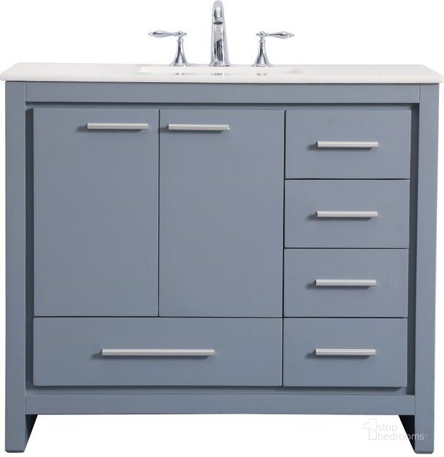 The appearance of Filipo 40 Inch Single Bathroom Vanity Set In Grey designed by Elegant Lighting in the modern / contemporary interior design. This grey piece of furniture  was selected by 1StopBedrooms from Filipo Collection to add a touch of cosiness and style into your home. Sku: VF12840GR. Product Type: Bathroom Vanity. Image1