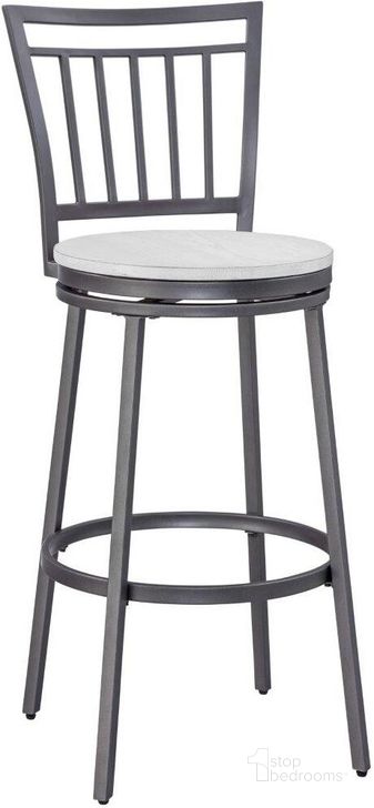 The appearance of Filmore White Oak Seat Metal Back Bar Stool designed by American Woodcrafters in the transitional interior design. This white piece of furniture  was selected by 1StopBedrooms from Filmore Collection to add a touch of cosiness and style into your home. Sku: B1-131-30W. Material: Metal. Product Type: Barstool.