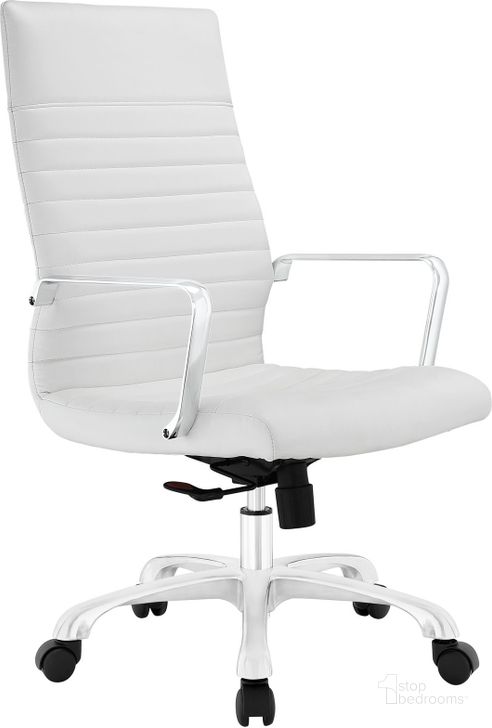 The appearance of Finesse White Highback Office Chair designed by Modway in the modern / contemporary interior design. This white piece of furniture  was selected by 1StopBedrooms from Finesse Collection to add a touch of cosiness and style into your home. Sku: EEI-1061-WHI. Material: Aluminum. Product Type: Office Chair. Image1