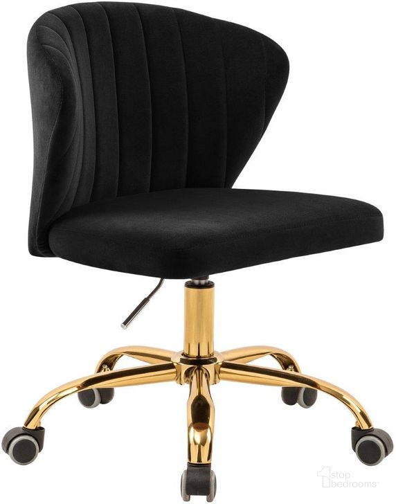The appearance of Finley Black Velvet Office Chair 165Black designed by Meridian in the modern / contemporary interior design. This black velvet piece of furniture  was selected by 1StopBedrooms from Finley Collection to add a touch of cosiness and style into your home. Sku: 165Black. Product Type: Office Chair. Material: Velvet. Image1