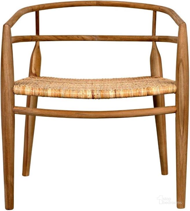 The appearance of Finley Chair With Rattan In Teak designed by Noir in the transitional interior design. This clear piece of furniture  was selected by 1StopBedrooms from  to add a touch of cosiness and style into your home. Sku: GCHA212T. Material: Wood. Product Type: Dining Chair. Image1