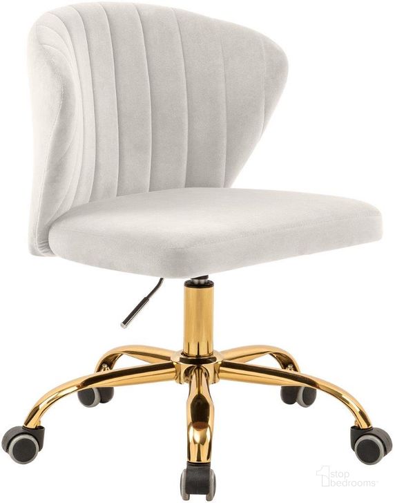 The appearance of Finley Cream Velvet Office Chair designed by Meridian in the modern / contemporary interior design. This cream velvet piece of furniture  was selected by 1StopBedrooms from Finley Collection to add a touch of cosiness and style into your home. Sku: 165Cream. Product Type: Office Chair. Material: Velvet. Image1