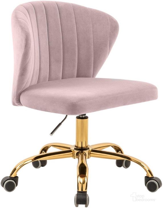 The appearance of Finley Pink Velvet Office Chair designed by Meridian in the modern / contemporary interior design. This pink velvet piece of furniture  was selected by 1StopBedrooms from Finley Collection to add a touch of cosiness and style into your home. Sku: 165Pink. Product Type: Office Chair. Material: Velvet. Image1