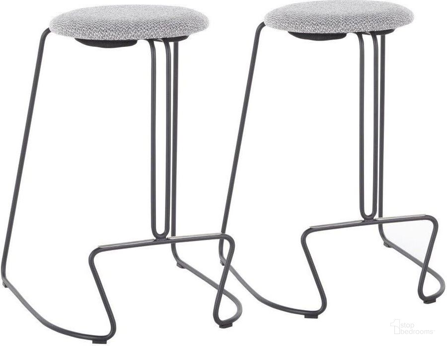 The appearance of Finn Contemporary Counter Stool In Black Steel And Charcoal Fabric - Set Of 2 designed by Lumisource in the modern / contemporary interior design. This black piece of furniture  was selected by 1StopBedrooms from Finn Collection to add a touch of cosiness and style into your home. Sku: B26-FINN BKFCHAR2. Material: Polyester. Product Type: Barstool. Image1