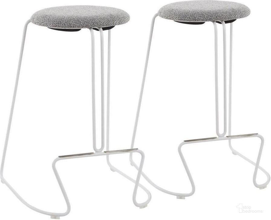 The appearance of Finn Contemporary Counter Stool In White Steel And Charcoall Fabric - Set Of 2 designed by Lumisource in the modern / contemporary interior design. This white piece of furniture  was selected by 1StopBedrooms from Finn Collection to add a touch of cosiness and style into your home. Sku: B26-FINN WFCHAR2. Material: Polyester. Product Type: Barstool. Image1