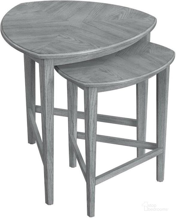 The appearance of Finnegan Powder Triangle Nesting Tables In Gray designed by Butler Specialty Company in the transitional interior design. This gray piece of furniture  was selected by 1StopBedrooms from Finnegan Collection to add a touch of cosiness and style into your home. Sku: 7010418. Product Type: Nesting Table. Material: Rubberwood. Image1