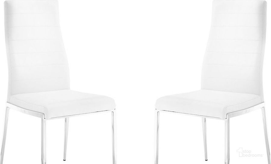 The appearance of Firenze White Dining Chair Set Of 2 designed by Casabianca Home in the transitional interior design. This gray piece of furniture  was selected by 1StopBedrooms from Firenze Collection to add a touch of cosiness and style into your home. Sku: CB-511WH. Product Type: Dining Chair. Material: Stainless Steel. Image1