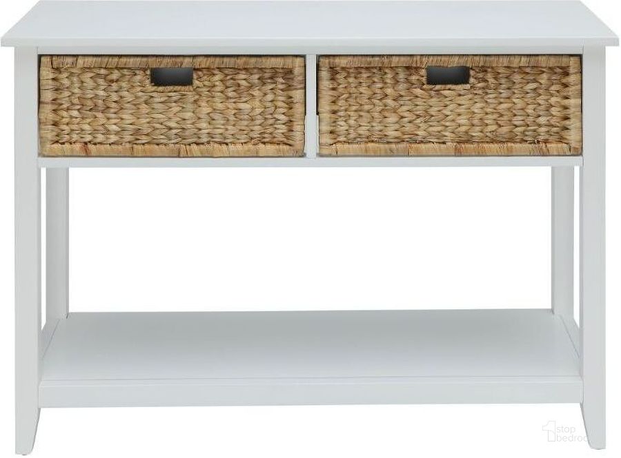 The appearance of Flavius White 2 Drawer Console Table designed by ACME in the transitional interior design. This white piece of furniture  was selected by 1StopBedrooms from Flavius Collection to add a touch of cosiness and style into your home. Sku: 90262. Material: Wood. Product Type: Console Table. Table Top Shape: Rectangular. Image1