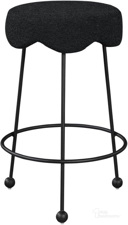 The appearance of Fleur Black Fabric Counter Stool designed by Meridian in the modern / contemporary interior design. This black piece of furniture  was selected by 1StopBedrooms from Fleur Collection to add a touch of cosiness and style into your home. Sku: 513Black-C. Product Type: Barstool. Material: Iron. Image1