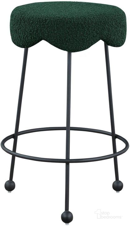 The appearance of Fleur Green Fabric Counter Stool designed by Meridian in the modern / contemporary interior design. This green piece of furniture  was selected by 1StopBedrooms from Fleur Collection to add a touch of cosiness and style into your home. Sku: 513Green-C. Product Type: Barstool. Material: Iron. Image1
