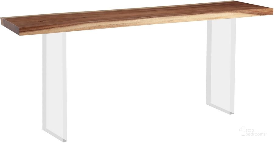 The appearance of Floating Console Table With Acrylic Legs In Brown TH101689 designed by Phillips Collection in the modern / contemporary interior design. This light brown piece of furniture  was selected by 1StopBedrooms from Floating Collection to add a touch of cosiness and style into your home. Sku: TH101689. Material: Wood. Product Type: Console Table.