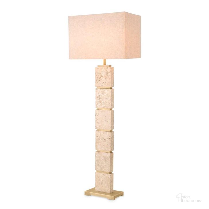 The appearance of Floor Lamp Newton Travertine Incl Shade Ul designed by Eichholtz in the modern / contemporary interior design. This travertine piece of furniture  was selected by 1StopBedrooms from Newton Collection to add a touch of cosiness and style into your home. Sku: 116500UL;117038. Product Type: Floor Lamp. Image1