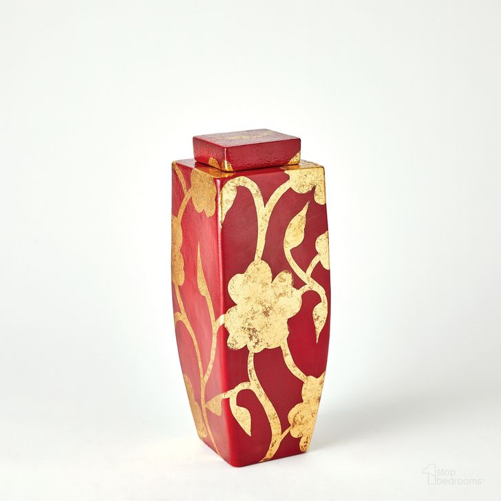 The appearance of Flora Medium Jar In Deep Red designed by Global Views in the modern / contemporary interior design. This gold piece of furniture  was selected by 1StopBedrooms from Flora Collection to add a touch of cosiness and style into your home. Sku: 3.31776. Material: Ceramic. Product Type: Jar. Image1