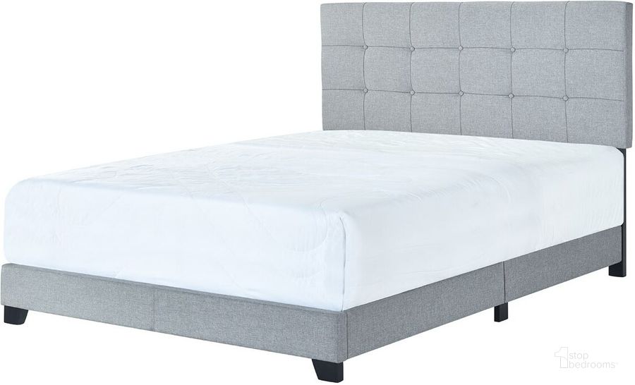 The appearance of Florence Upholstered Bed (Grey) (King) designed by Crown Mark in the modern / contemporary interior design. This grey piece of furniture  was selected by 1StopBedrooms from Evenson Collection to add a touch of cosiness and style into your home. Sku: 5270GY-K. Bed Type: Panel Bed. Product Type: Panel Bed. Bed Size: King.