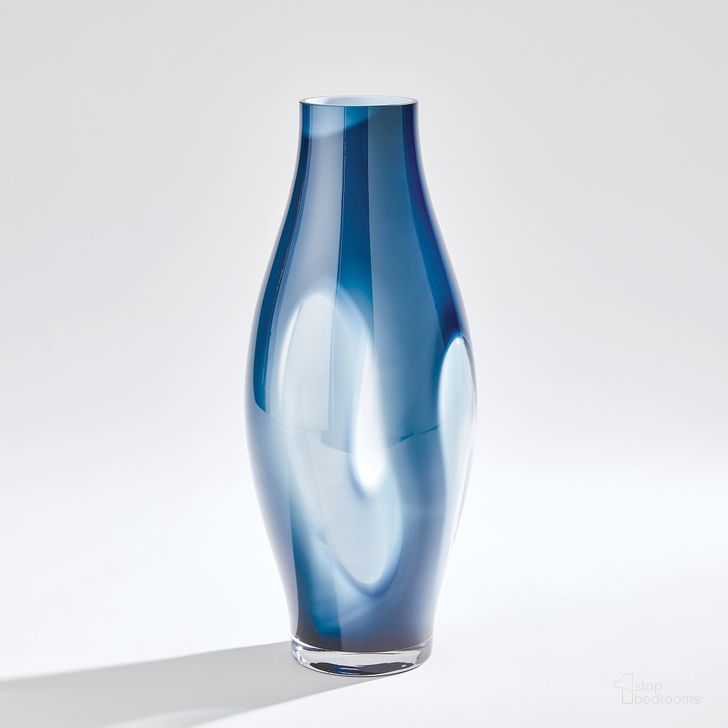 The appearance of Fly Through Large Vase In Night Blue designed by Global Views in the modern / contemporary interior design. This blue piece of furniture  was selected by 1StopBedrooms from Fly Collection to add a touch of cosiness and style into your home. Sku: 7.60217. Material: Glass. Product Type: Vase. Image1