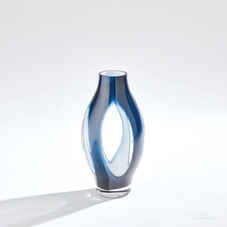 The appearance of Fly Through Small Vase In Night Blue designed by Global Views in the modern / contemporary interior design. This blue piece of furniture  was selected by 1StopBedrooms from Fly Collection to add a touch of cosiness and style into your home. Sku: 7.60219. Material: Glass. Product Type: Vase. Image1